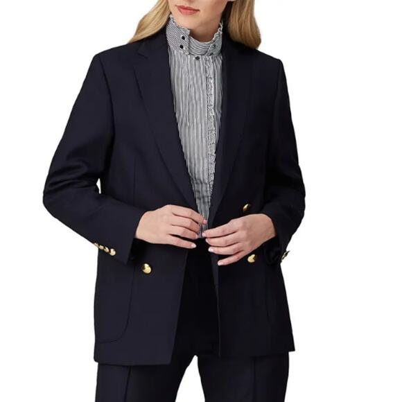 Officine Générale Women's Double Breasted Mathilde Blazer Blue Size 42 - Picture 2 of 4